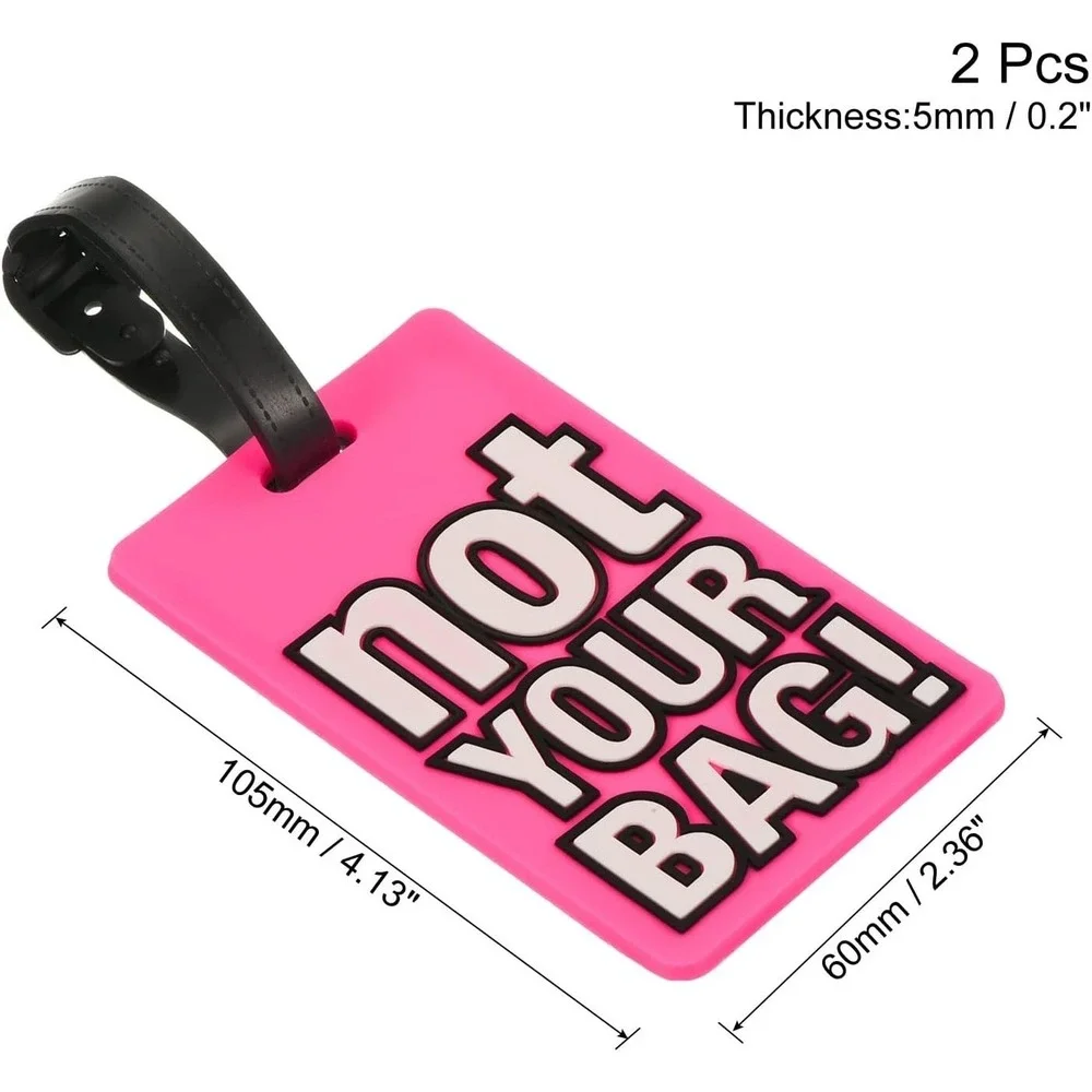 2 Pack PVC Luggage Tag Identifier Label Not Your Bag Pattern Pink